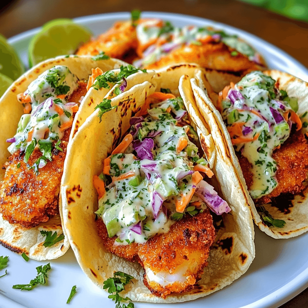 Crispy Fish Tacos Recipe with Cilantro Lime Slaw